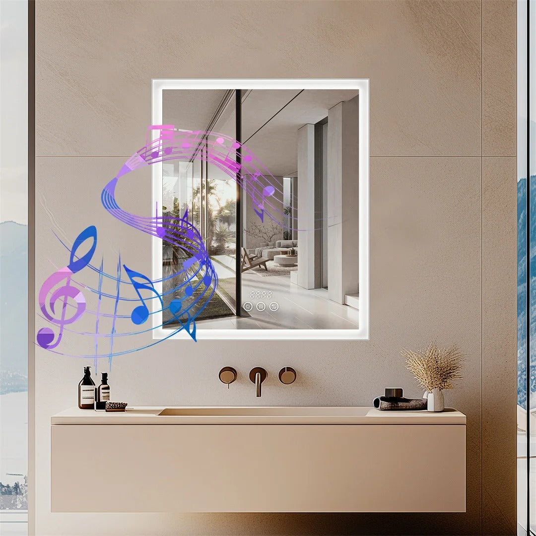 Smart LED Bathroom Mirror Cabinet with Bluetooth Speaker,Front Light