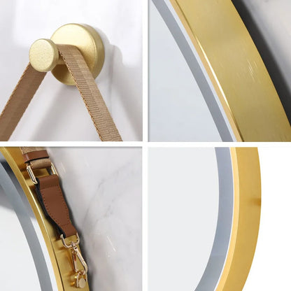 Golden Frame Round,Front Light LED Smart Bathroom Illumination Mirror, Wall Mounted, Anti-Fog