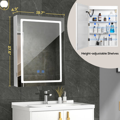 LED Mirror Bathroom Medicine Cabinet – Adjustable Storage, Defogger & 3-Color Dimmable Lighting, UC02
