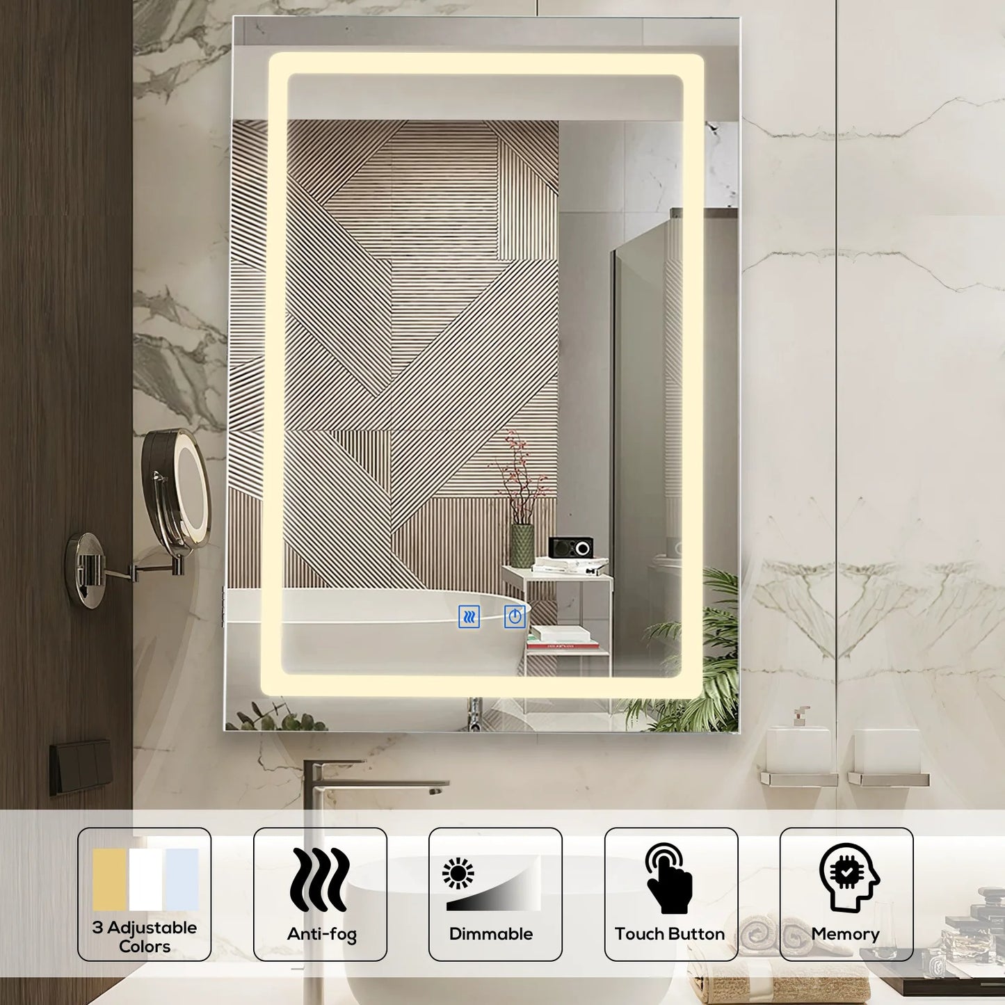 LED Mirror Bathroom Medicine Cabinet – Adjustable Storage, Defogger & 3-Color Dimmable Lighting, UC02