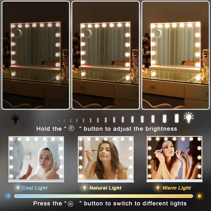 FENCHILIN Vanity Mirror with Lights Lighted Makeup Mirror with 15 Dimmable LED Bulbs for Dressing Room Tabletop - M007