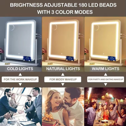 Lighted Makeup Mirror, Hollywood Vanity Mirror with Lights, Three Color Lighting Modes, and 5X Magnification Mirror, Smart Touch - M012