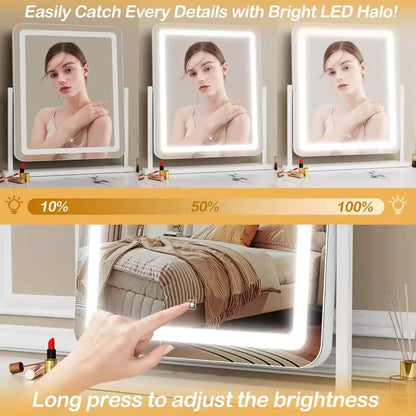 Lighted Makeup Mirror, Hollywood Vanity Mirror with Lights, Three Color Lighting Modes, and 5X Magnification Mirror, Smart Touch - M012