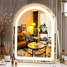 Arched LED Lighted Vanity Mirror - 14"X11" - Smart Touch 3 Colors Dimmable,with 360° Rotation Makeup Mirror - M003