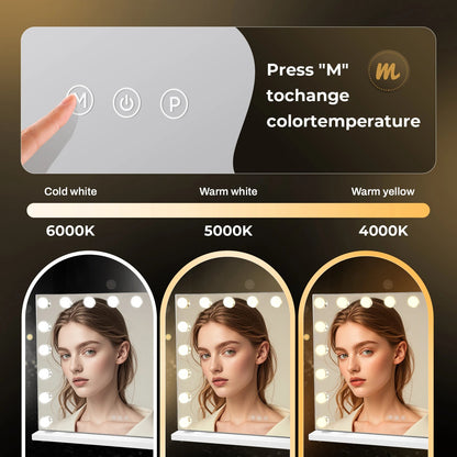 32"x24" Vanity Mirror with 18 Dimmable LED Bulbs – Large Hollywood Mirror 10X Magnified, 3 Color Modes & USB Charging Port - M004