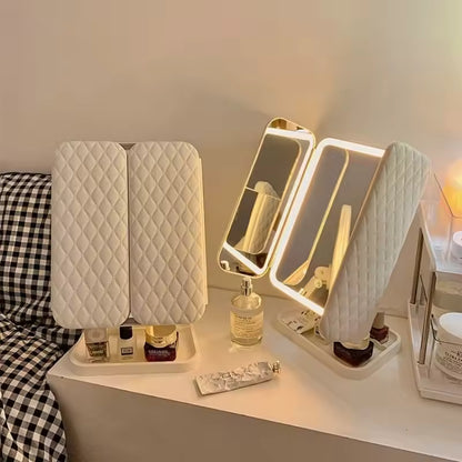 Trifold Makeup Mirror LED Lights Dorm Dressing Mirror Beauty Light up your fill light with Smart Complementary Makeup Mirror - M013