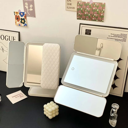 Trifold Makeup Mirror LED Lights Dorm Dressing Mirror Beauty Light up your fill light with Smart Complementary Makeup Mirror - M013