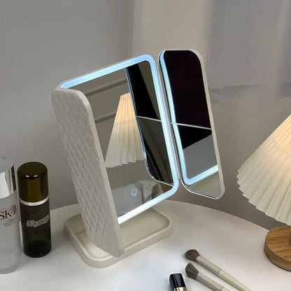 Trifold Makeup Mirror LED Lights Dorm Dressing Mirror Beauty Light up your fill light with Smart Complementary Makeup Mirror - M013