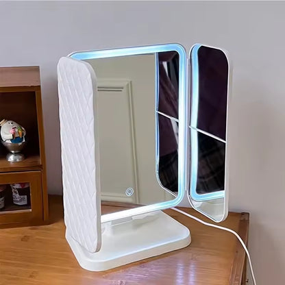 Trifold Makeup Mirror LED Lights Dorm Dressing Mirror Beauty Light up your fill light with Smart Complementary Makeup Mirror - M013
