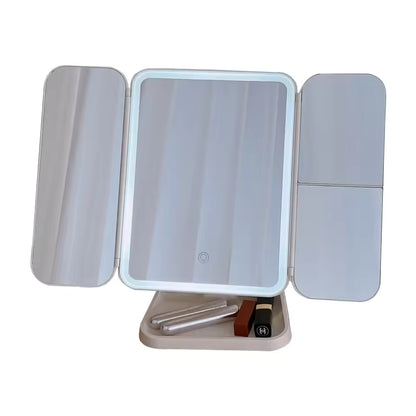 Trifold Makeup Mirror LED Lights Dorm Dressing Mirror Beauty Light up your fill light with Smart Complementary Makeup Mirror - M013