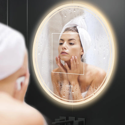 Backlit Light 60 cm & 80 cm LED Circle Bathroom Mirror, with Backlit Illumination, Wall Mounted, Anti-Fog, 3 Color Settings